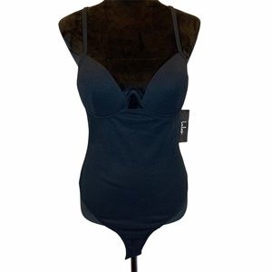 NWT LuLu’s Black Ribbed Backless Bodysuit